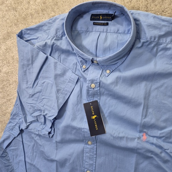 Polo Ralph Lauren Shirt Mens 3XB Blue Button Down Featherweight Twill Academia